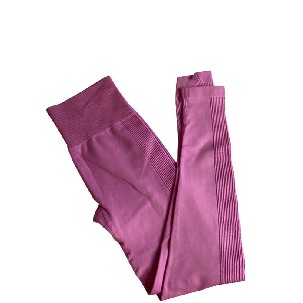 Forever 21 Womens High Waisted Seamless Ribbed Leggings Orchid Pink Size‎ S